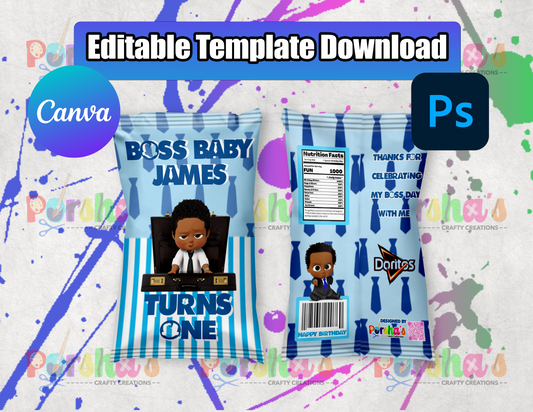 Boss Baby Chip Bag ** Editable Template**