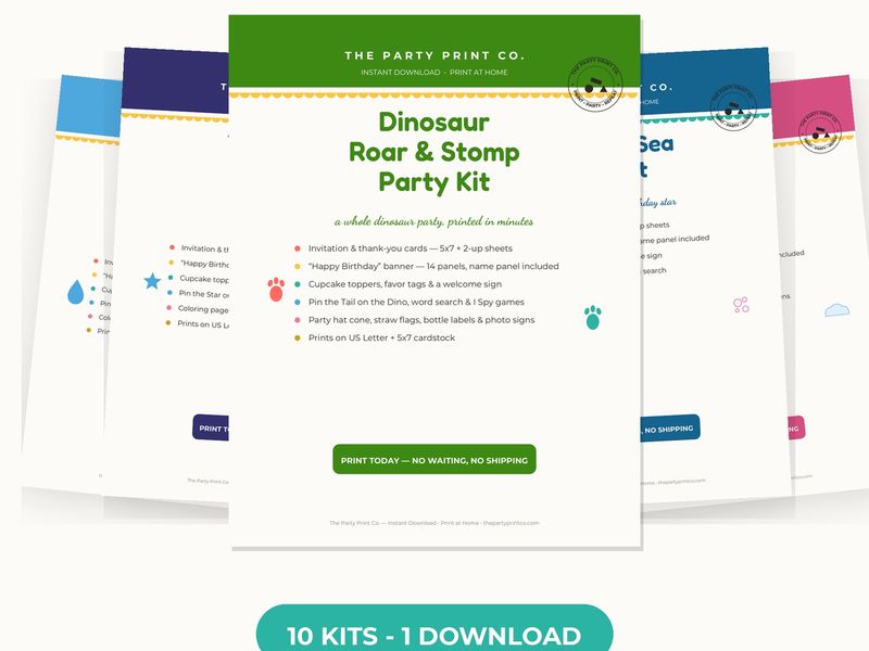 The Birthday Party Vault — cover and pages fanned on cream