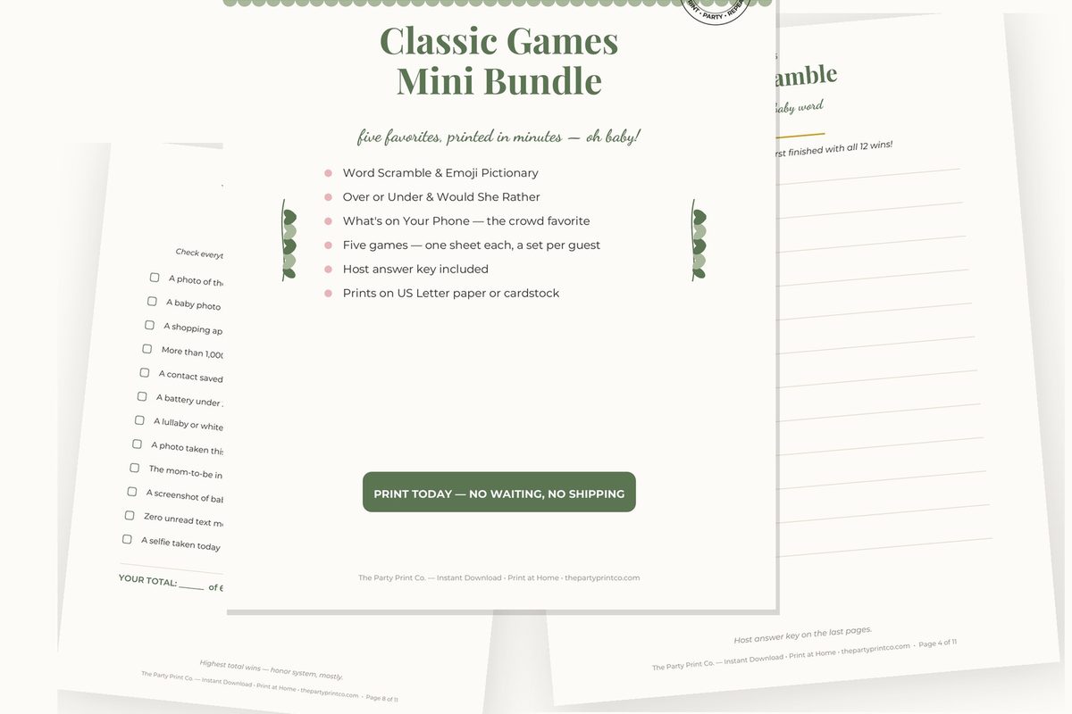 Classic Games Mini Bundle: 5 Games — cover and pages fanned on cream