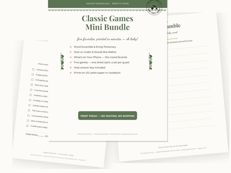 Classic Games Mini Bundle: 5 Games — cover and pages fanned on cream