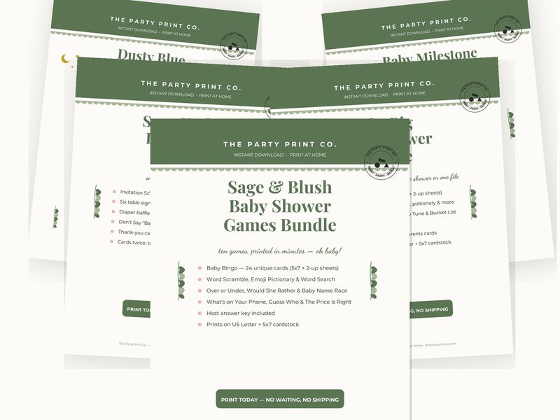 Everything Baby Shower — cover and pages fanned on cream