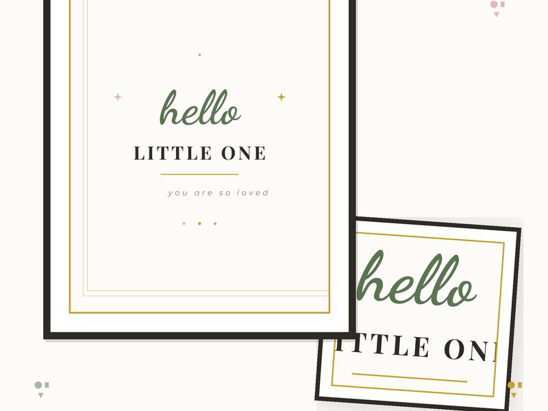 Hello Little One Nursery Print — cover and pages fanned on cream