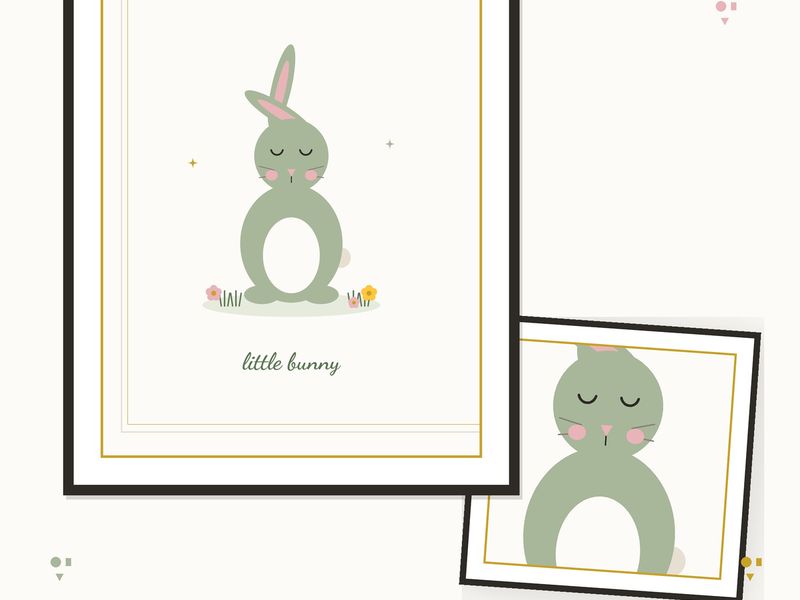 Little Bunny Nursery Print — cover and pages fanned on cream