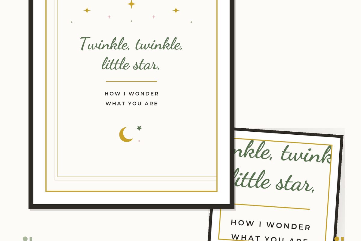 Twinkle Twinkle Little Star Nursery Print — cover and pages fanned on cream
